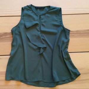Zara teal ruffle blouse
